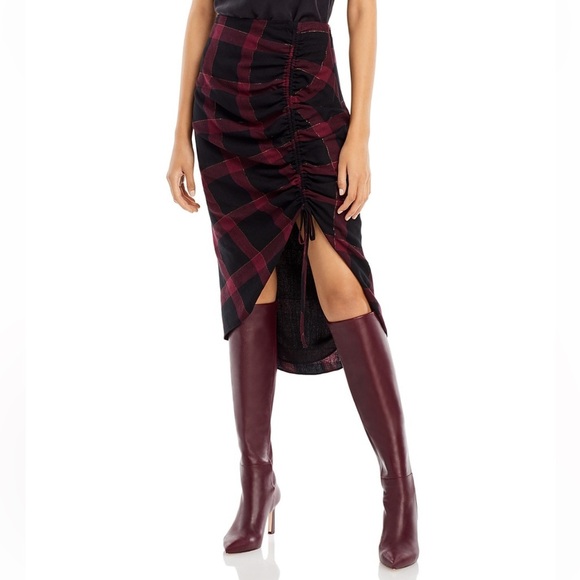 Ramy Brook Wilma Plaid Asymmetrical Skirt - Picture 1 of 2